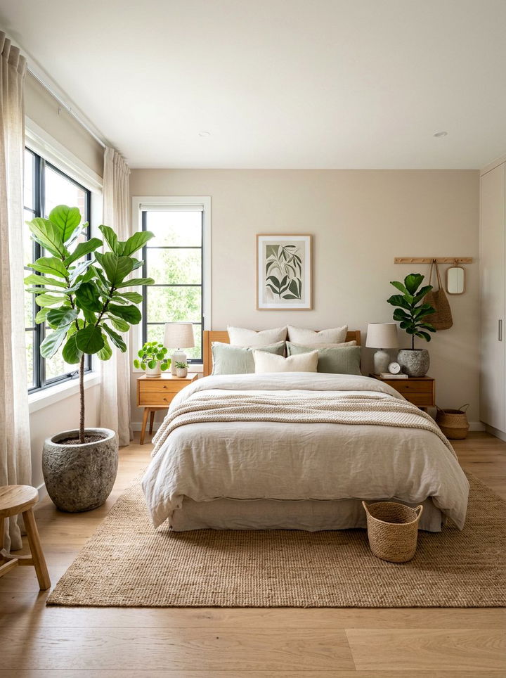 Beige Bedroom With Indoor Plants - 30 contemporary beige bedroom ideas