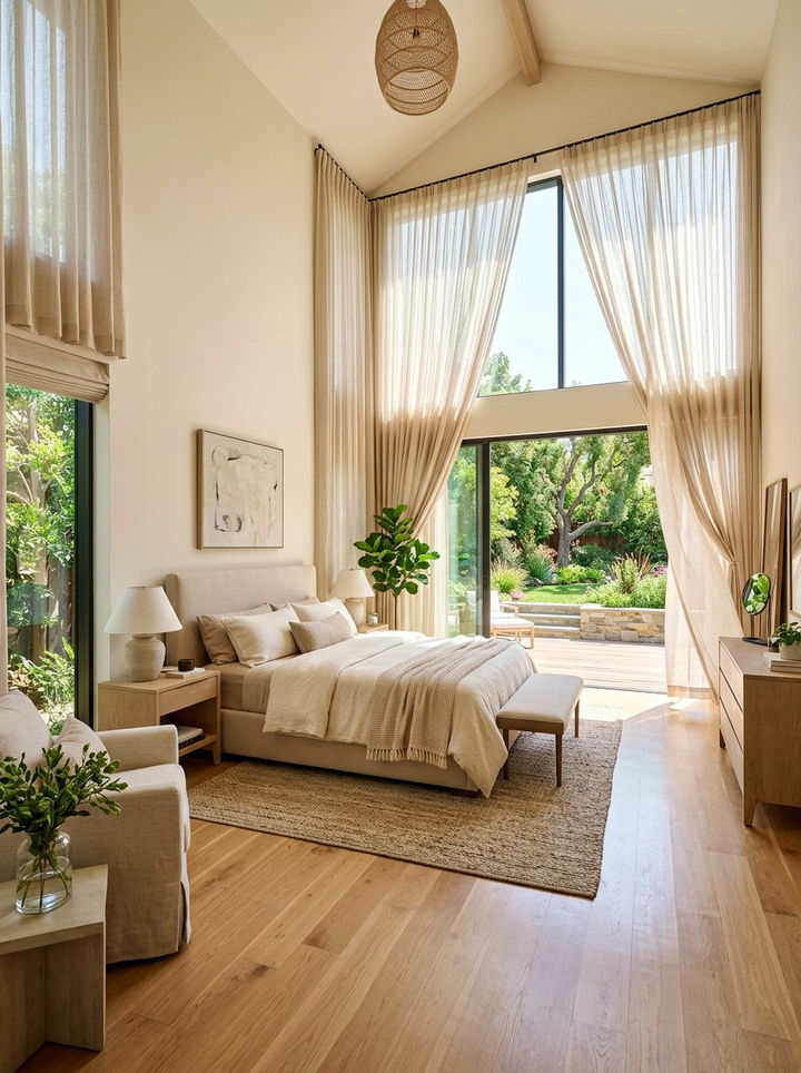 Beige Bedroom With Large Windows - 30 contemporary beige bedroom ideas