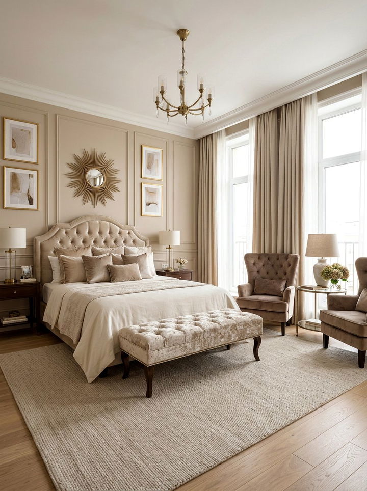 Beige Bedroom With Velvet Furniture - 30 contemporary beige bedroom ideas