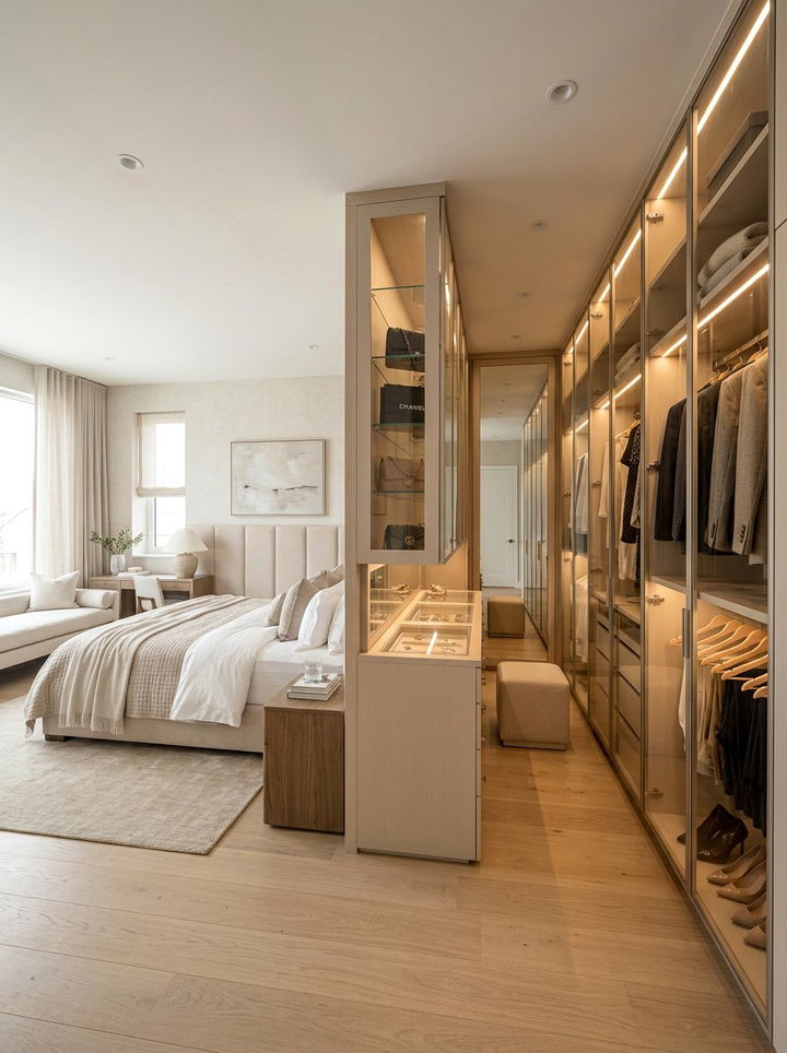 Beige Bedroom With Walk In Closet - 30 contemporary beige bedroom ideas