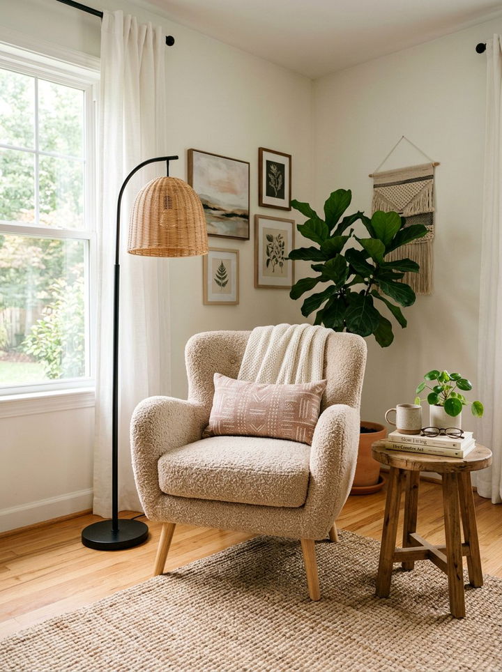 Beige Boucle Accent Chair - 30 beige bedroom accessories ideas