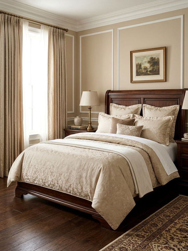 Beige Damask Bedding Bedroom - 30 traditional beige bedroom ideas