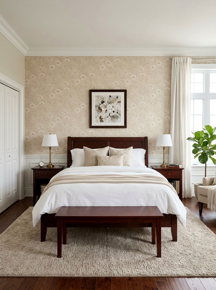 Beige Floral Wallpaper Bedroom - 30 traditional beige bedroom ideas