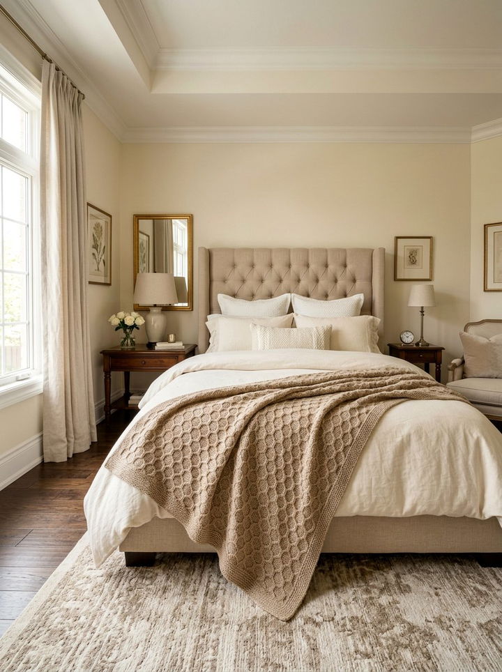 Beige Honeycomb Knit Throw - 30 bedroom knit blankets