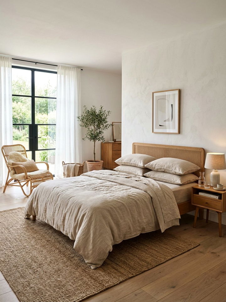 Beige Linen Bedding - 30 Korean bedroom ideas