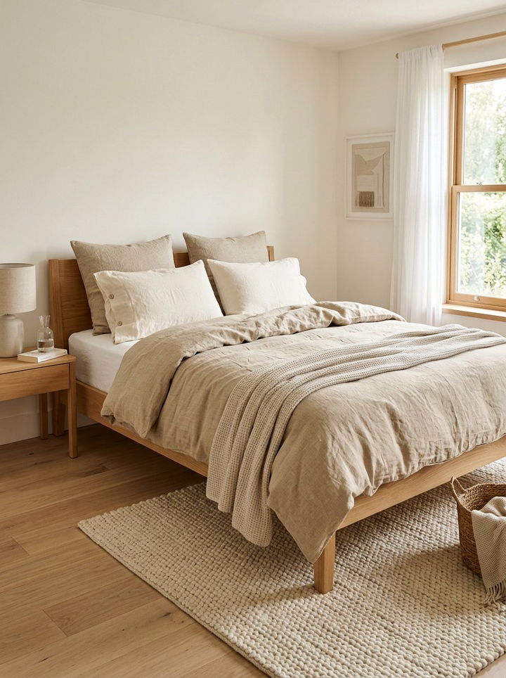 Beige Linen Bedding Set - 30 scandinavian beige bedroom ideas