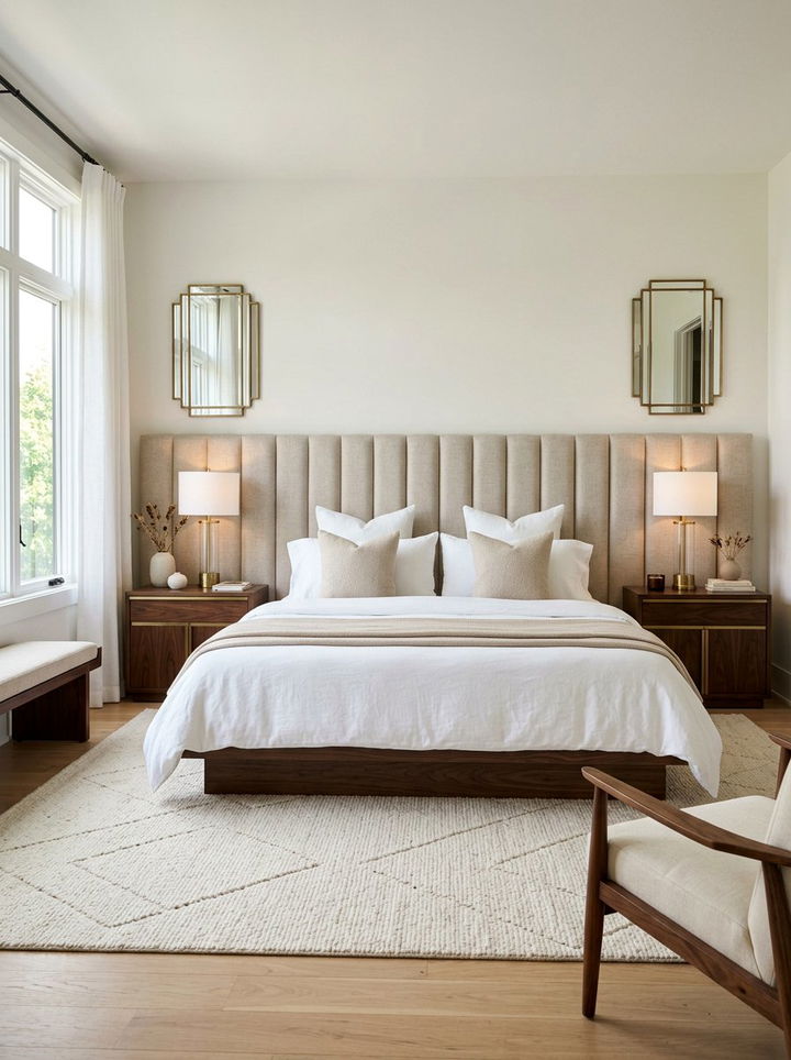 Beige Linen Channel Tufted Headboard - 30 bedroom linen headboards