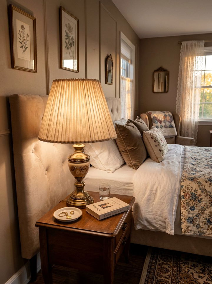 Beige Pleated Lamp Shade - 30 beige bedroom accessories ideas