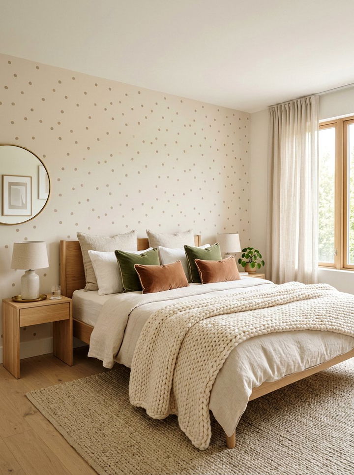 Beige Polka Dot Wall - 30 bedroom polka dot walls