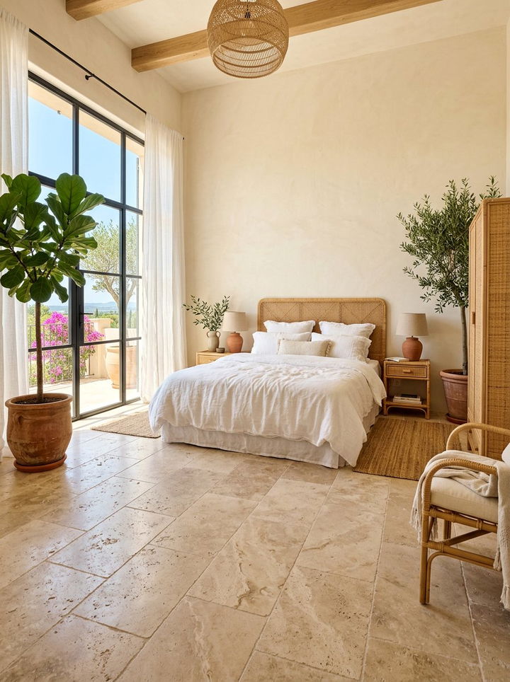 Beige Travertine Texture - 30 bedroom tile designs