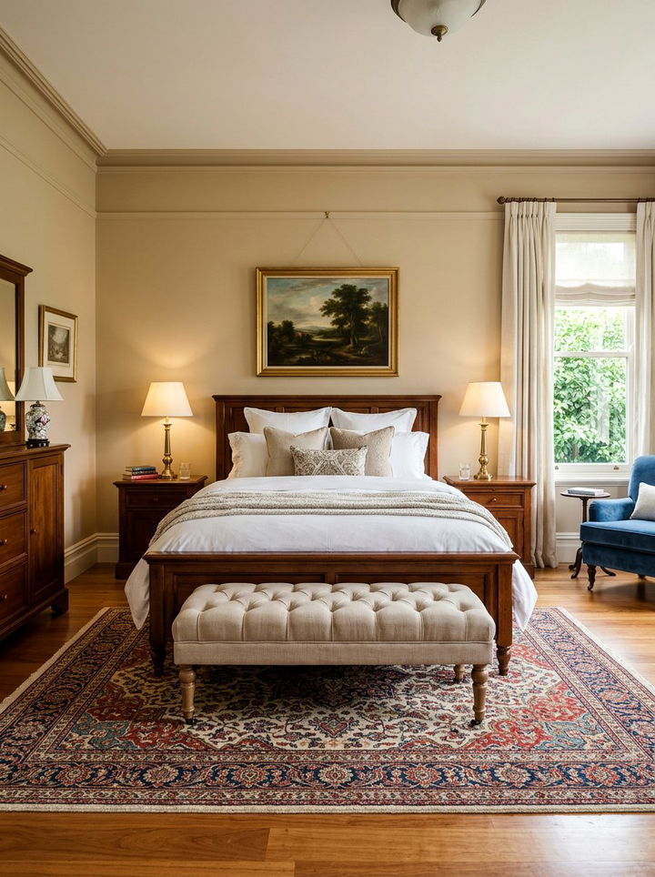 Beige Upholstered Bench Bedroom - 30 traditional beige bedroom ideas