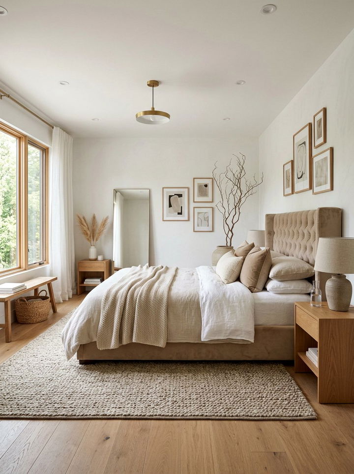 Beige Velvet Neutral Theme - 30 velvet bedroom ideas