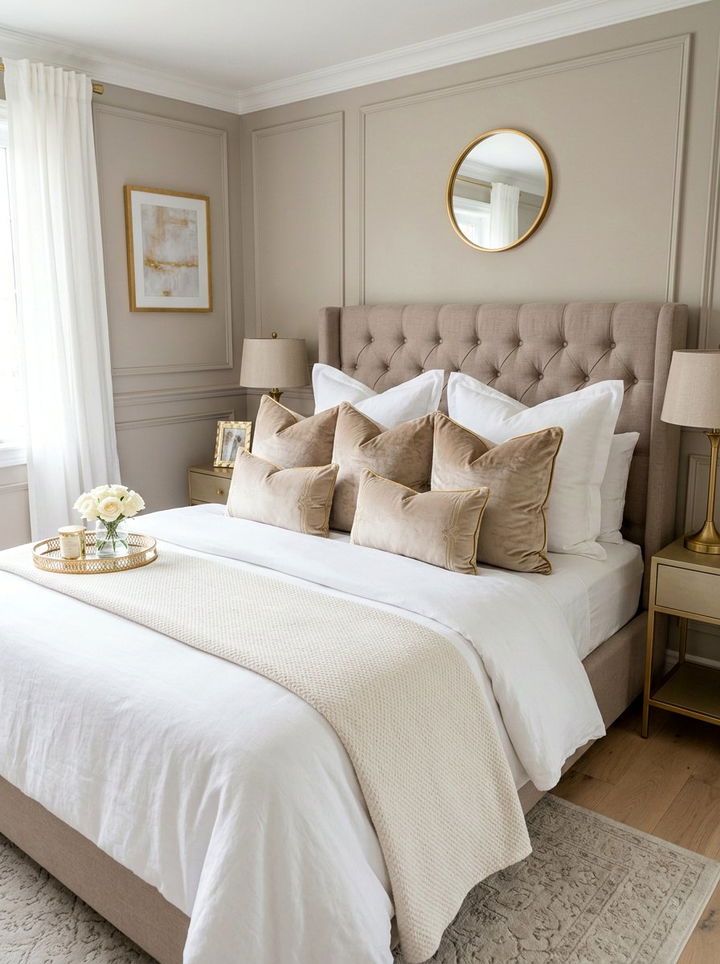 Beige Velvet Throw Pillows - 30 beige bedroom accessories ideas