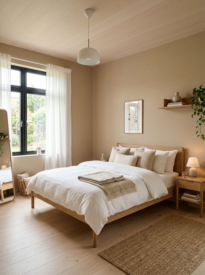 Beige Wall Paint - 30 Scandinavian minimalist bedroom ideas