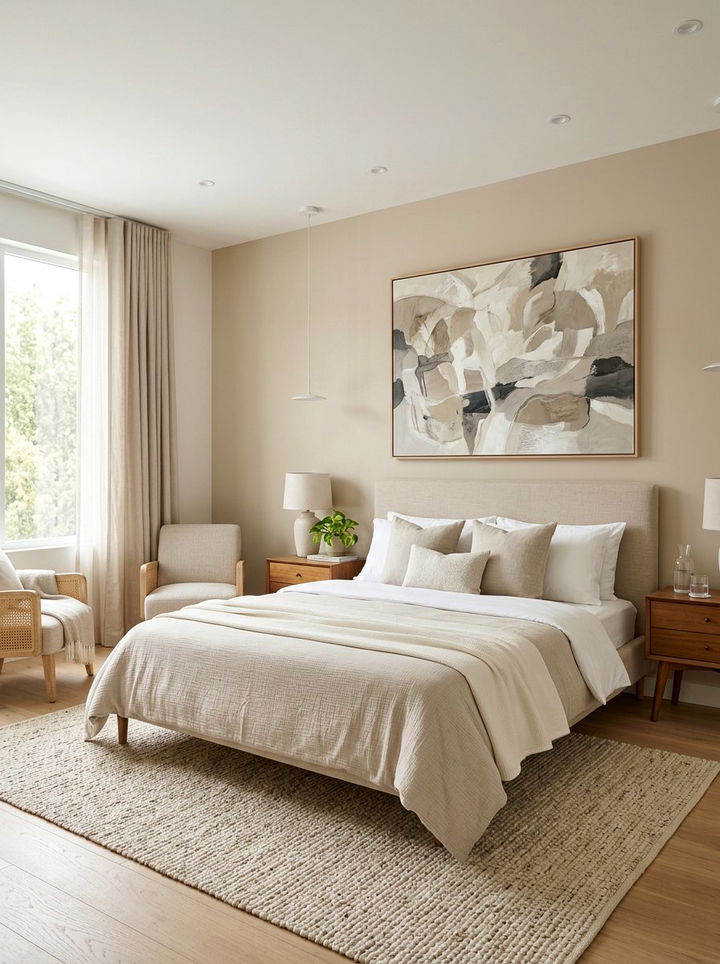Beige bedroom abstract art - 30 modern beige bedroom ideas