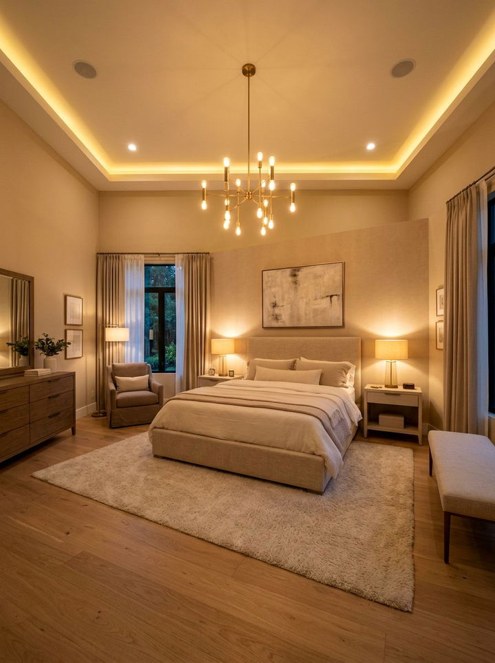 Beige bedroom lighting - 30 modern beige bedroom ideas