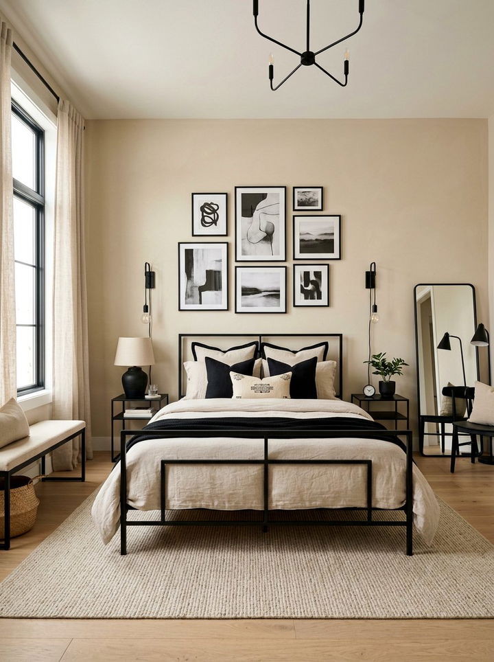 Beige bedroom with black - 30 modern beige bedroom ideas
