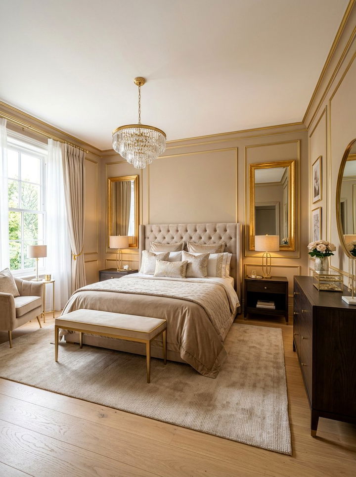 Beige bedroom with gold - 30 modern beige bedroom ideas
