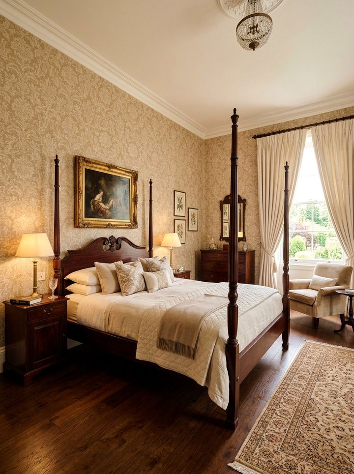 Beige damask wallpaper - 30 bedroom damask wallpapers