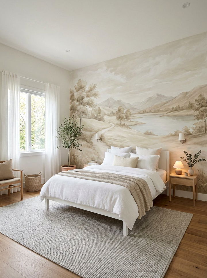 Beige landscape mural wallpaper - 30 bedroom neutral wallpapers