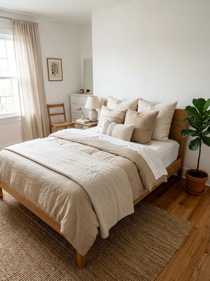 Beige linen bedding - 30 Danish bedroom ideas