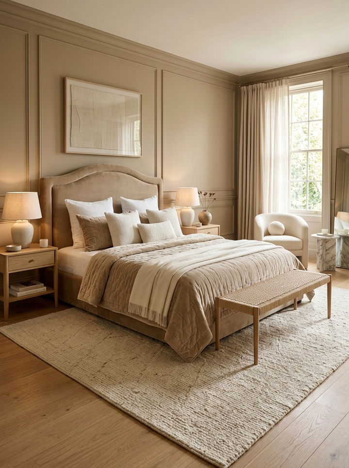 Beige velvet bedding - 30 bedroom velvet bedding ideas