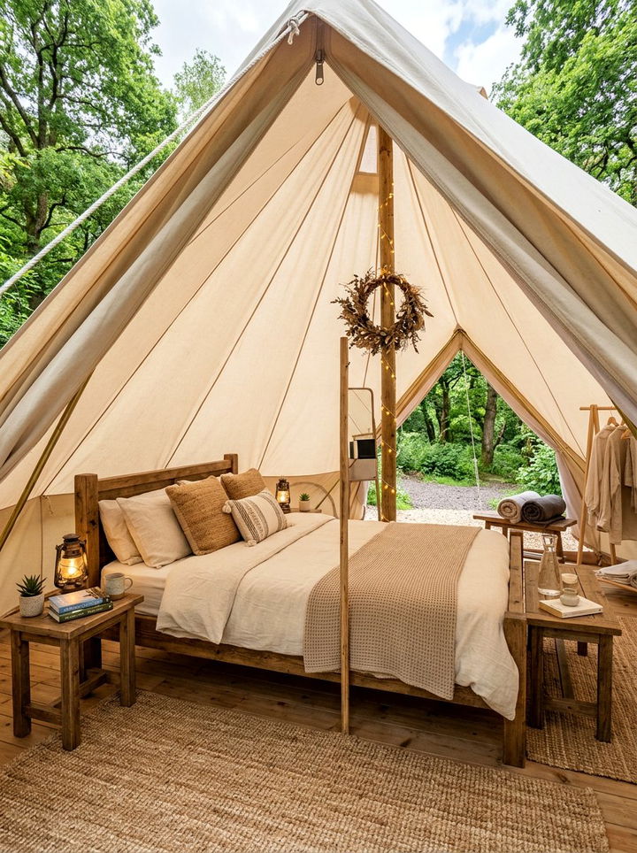 Bell Tent Glamping - 30 camping bedroom ideas