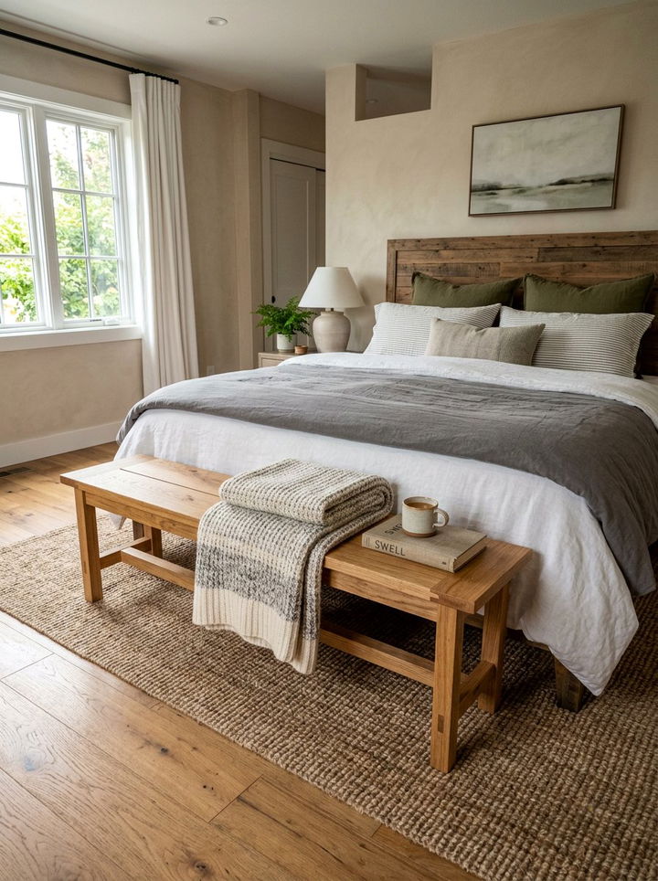 Bench At Bed Foot - 30 low cost bedroom ideas