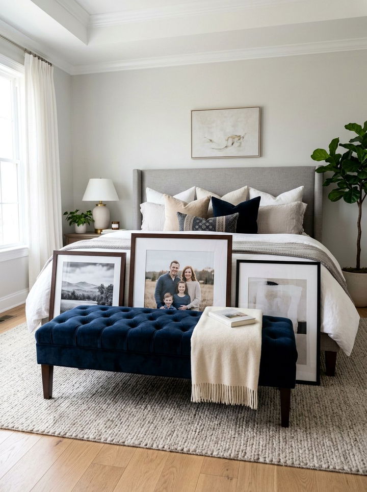 Bench At Foot Of Bed Photo Display Bedroom - 30 bedroom family photo ideas