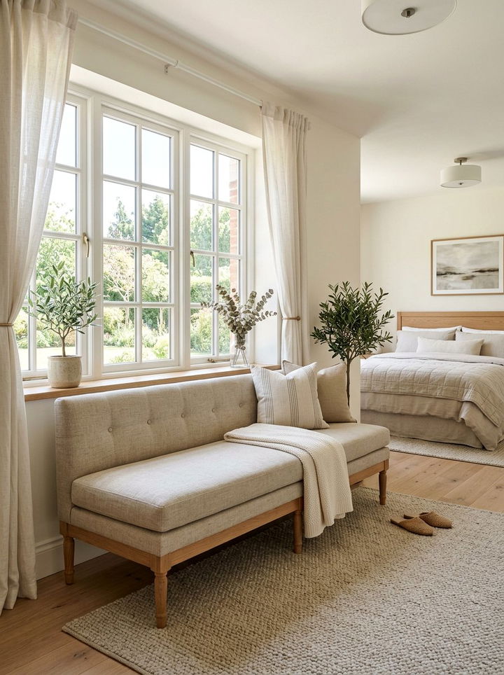 Bench With Backrest - 30 bedroom seating ideas