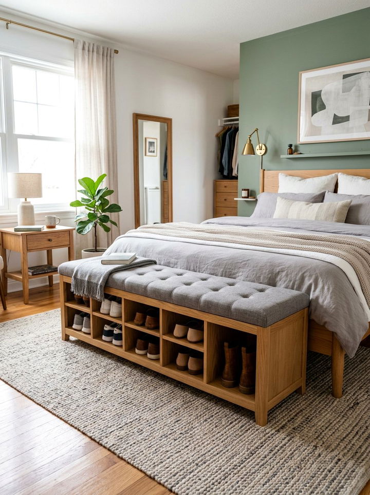 Bench With Shoe Storage - 30 bedroom closet organization