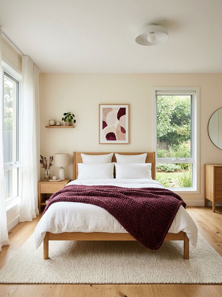 Berry And Cream Minimalist Bedroom - 30 berry bedroom ideas