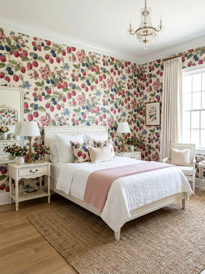Berry Floral Bedroom - 30 berry bedroom ideas