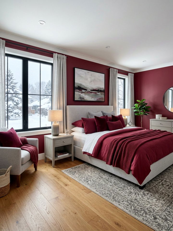 Berry Red Bedroom - 30 winter inspired bedroom color ideas