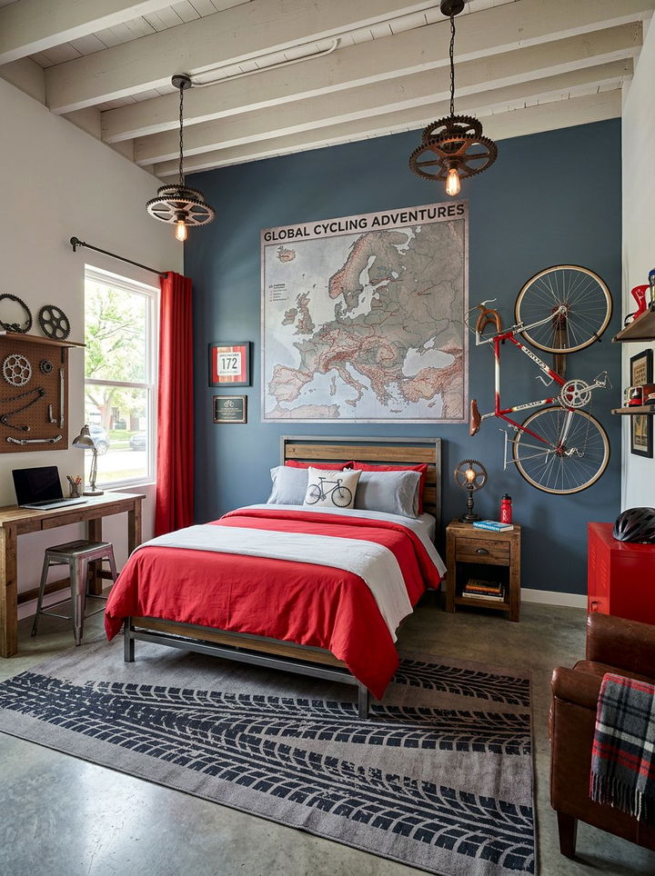 Bicycle bedroom - 30 sports themed bedroom ideas