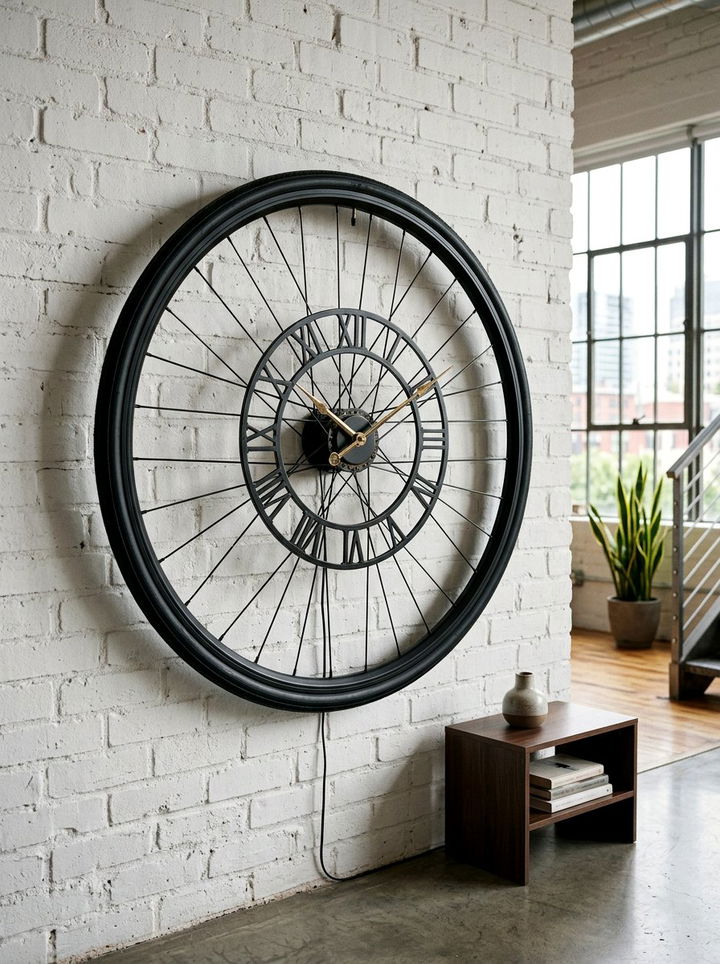 Bicycle wheel clock - 30 upcycled bedroom ideas