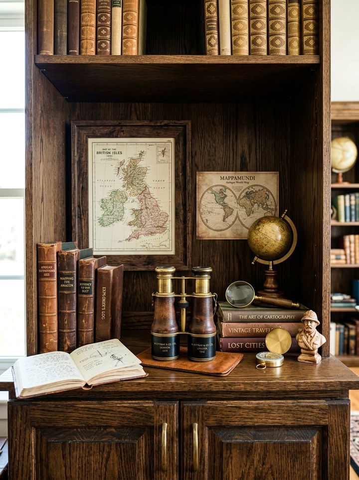 Binocular shelf styling - 30 explorer bedroom ideas