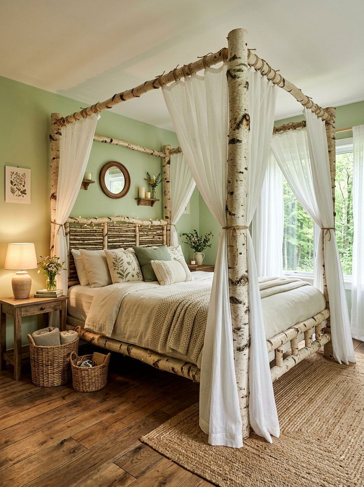 Birch Tree Bed Posts - 30 forest bedroom ideas