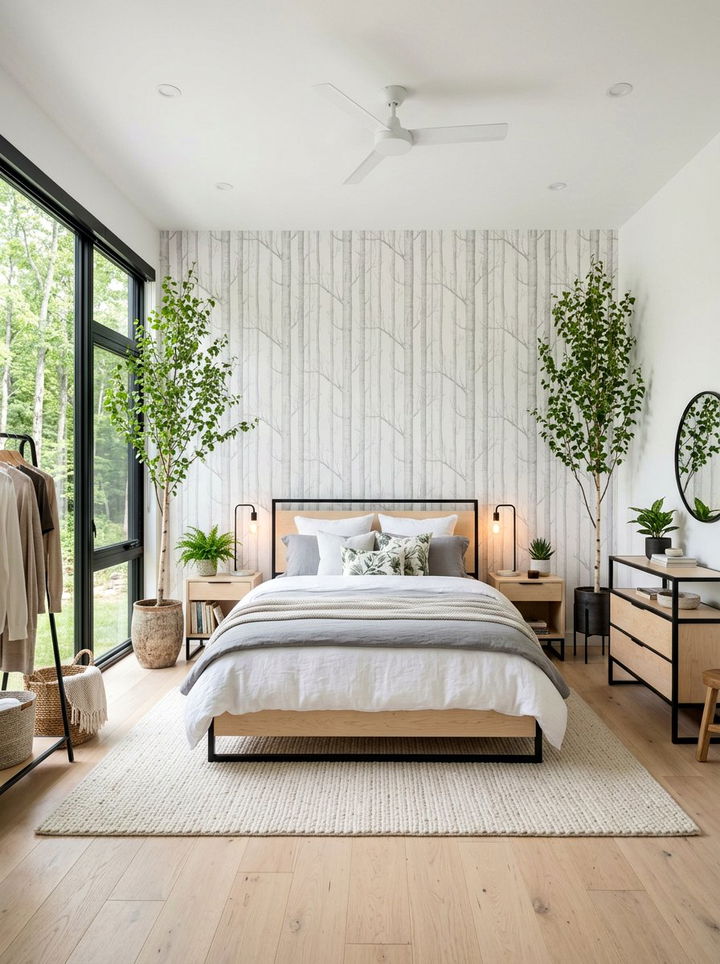 Birch wood white - 30 forest inspired bedroom color ideas