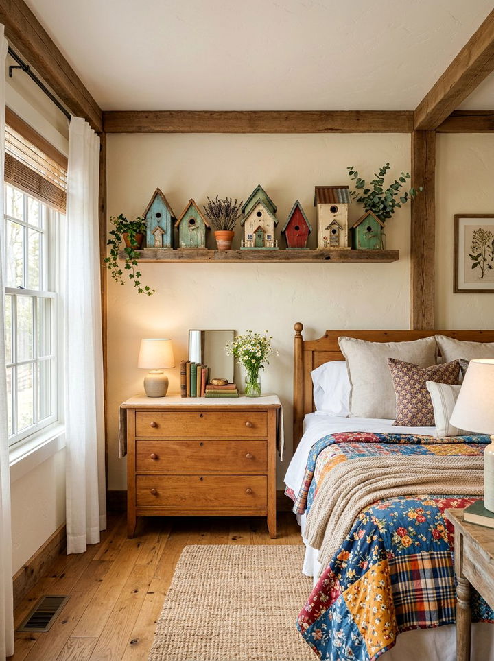 Birdhouse Shelf Decor - 30 bird bedroom ideas