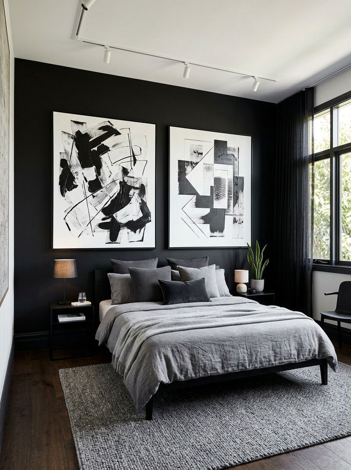 Black Abstract Art For Bedroom - 30 all black bedroom ideas
