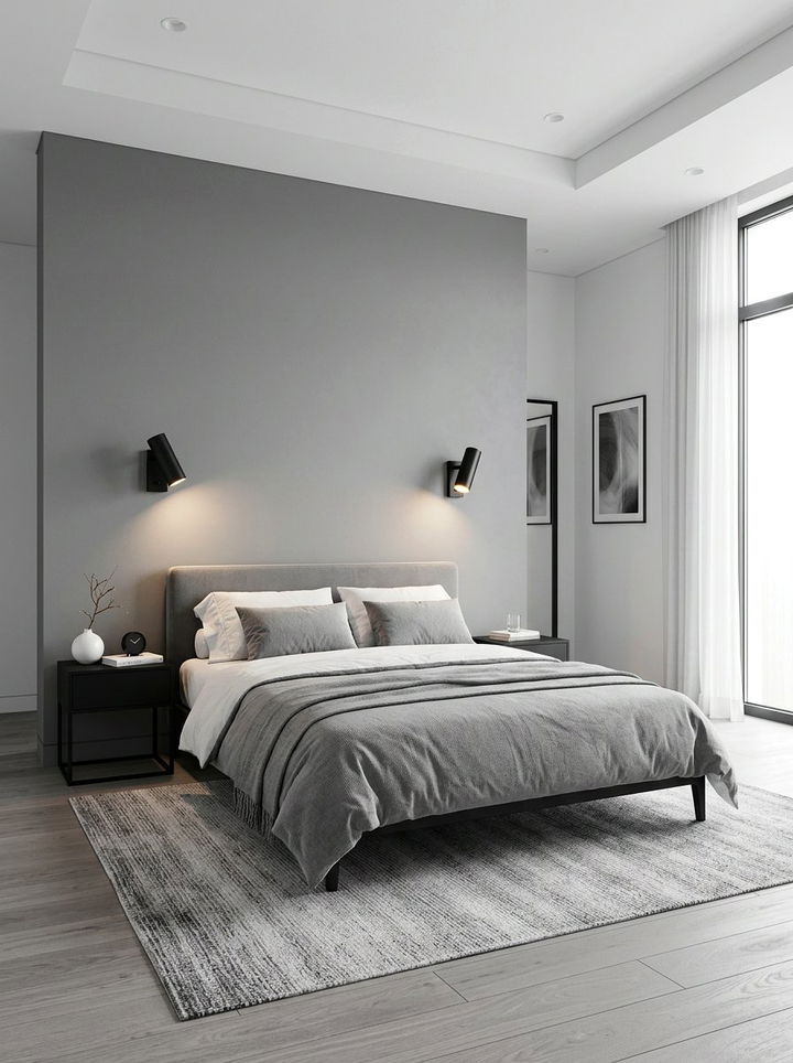 Black Accent Lighting - 30 Scandinavian minimalist bedroom ideas
