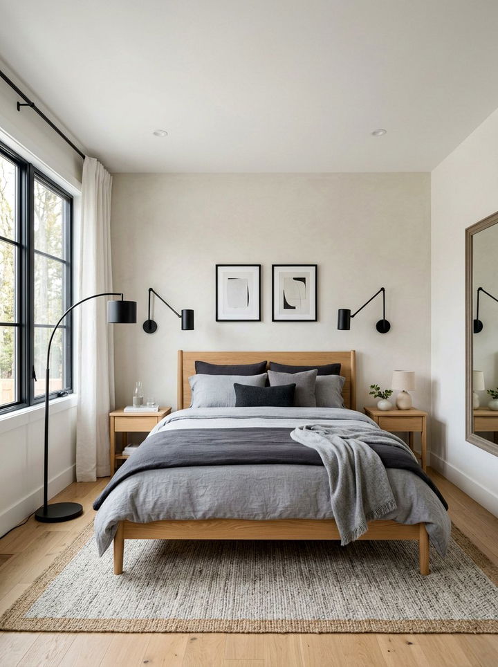 Black Accent Lighting - 30 scandinavian bedroom ideas