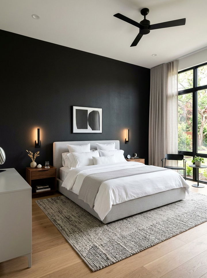 Black Accent Wall - 30 dramatic bedroom ideas