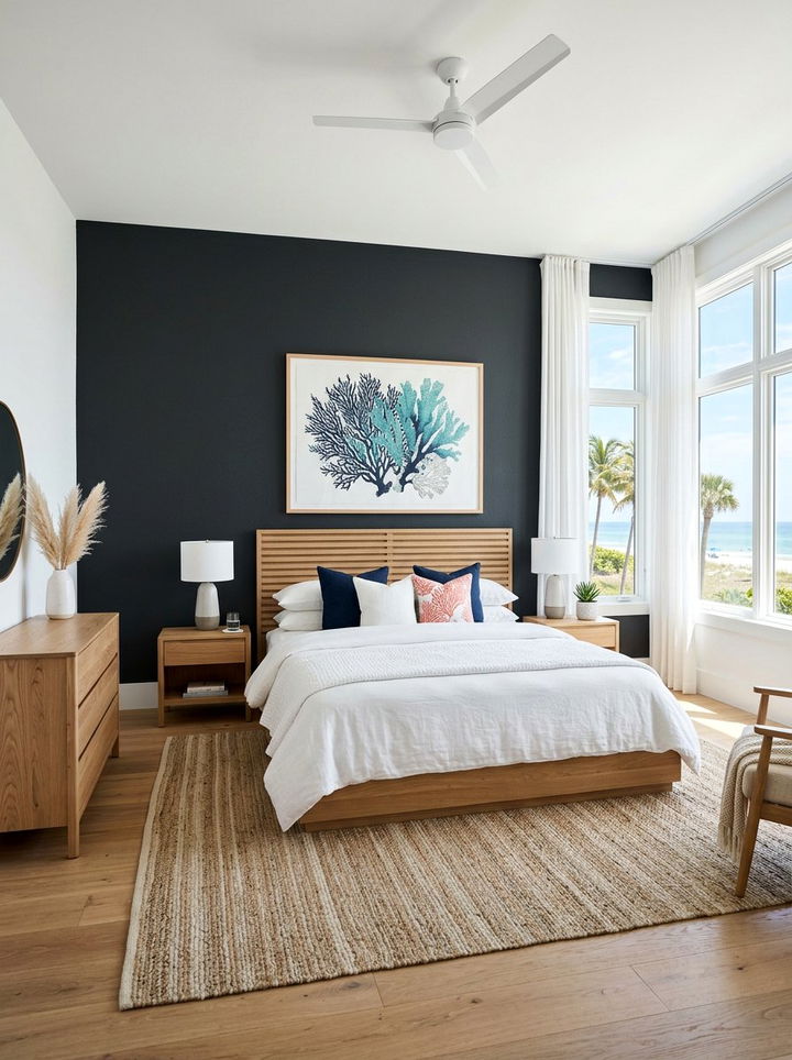 Black Accent Wall Coastal Bedroom - 30 coastal black bedroom ideas