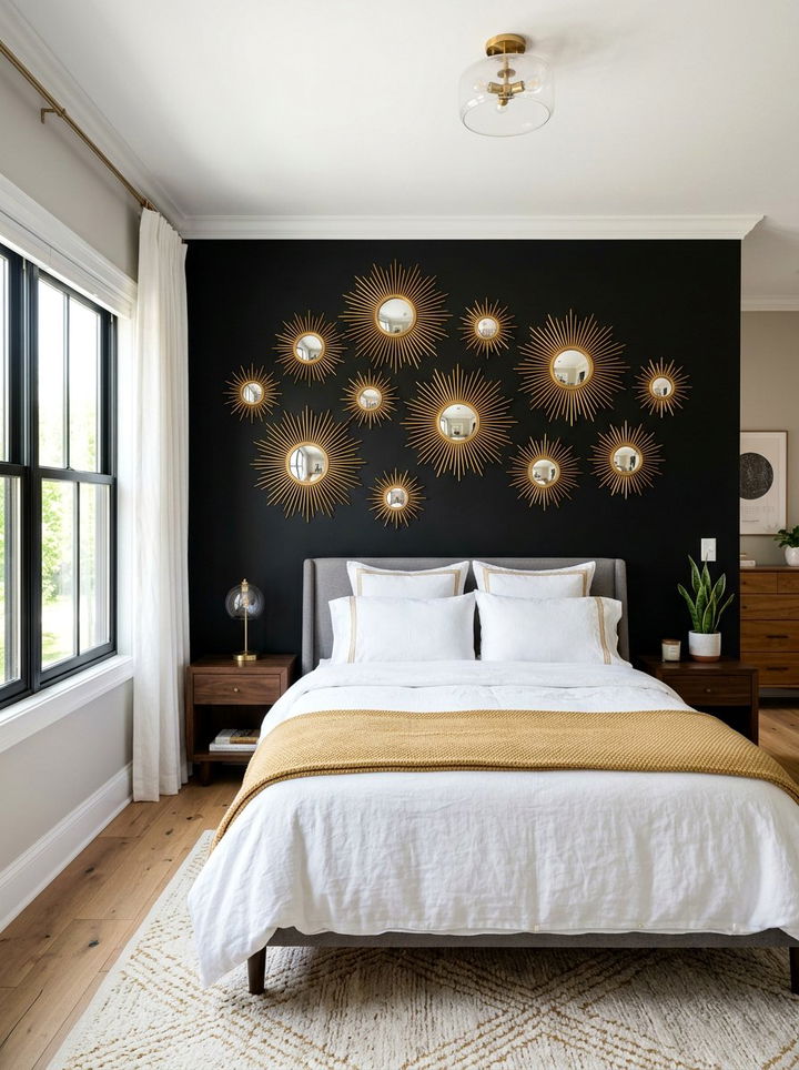 Black Accent Wall With Gold Decor - 30 black and gold bedroom ideas