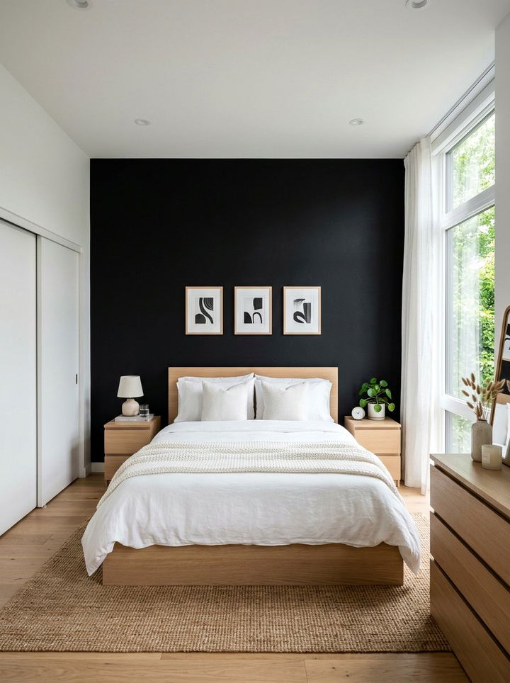 Black Accent Wall - 30 bedroom accent wall ideas