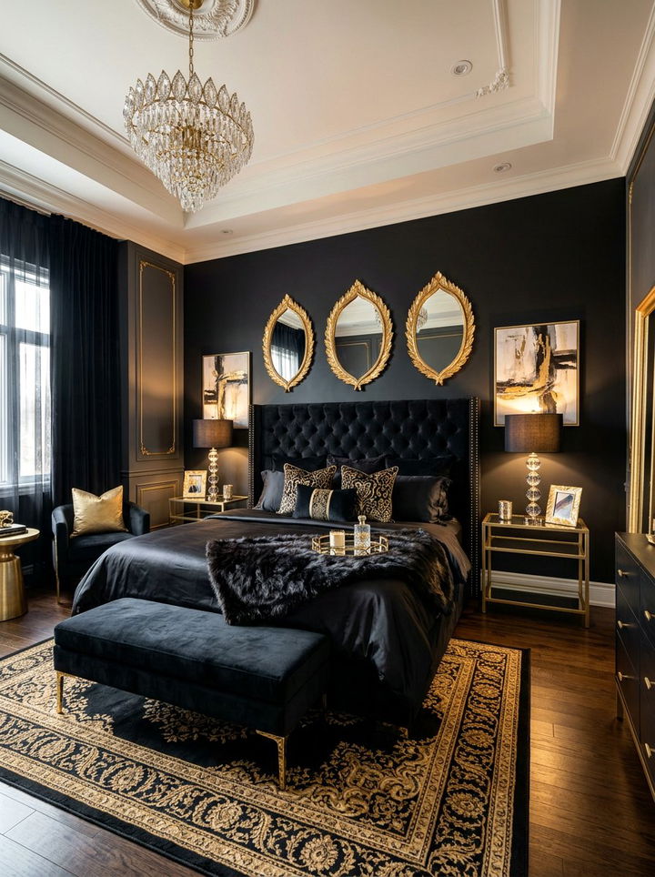 Black And Gold Bedroom - 30 black bedroom decor ideas