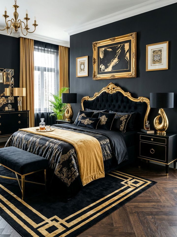 Black And Gold Bedroom Decor - 30 modern black bedroom ideas