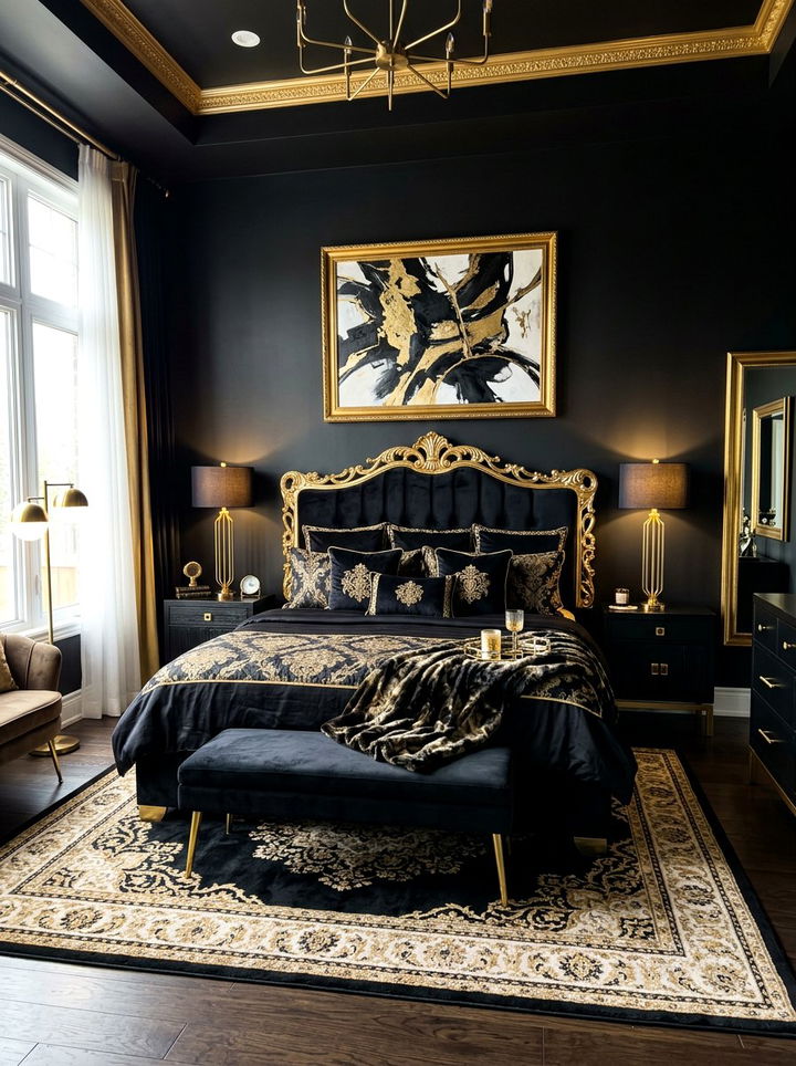 Black And Gold Bedroom - 30 bedroom black walls